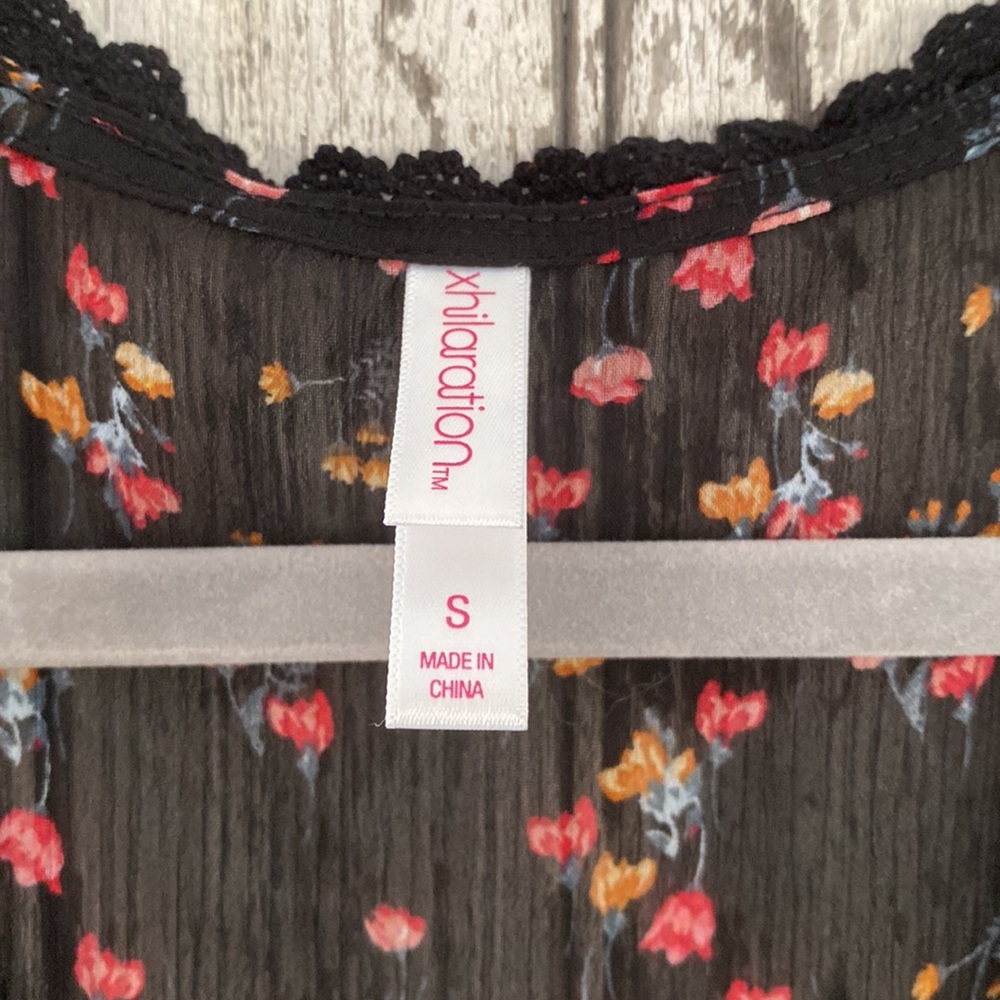 Xhilaration black floral sheer long duster - Picture 3 of 4